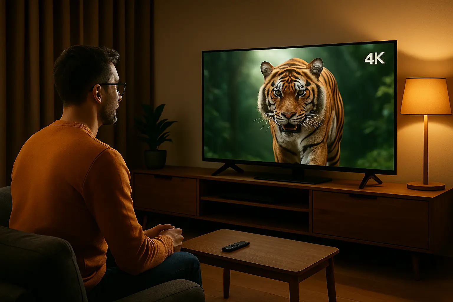 Nederlandse IPTV setup op moderne Smart TV met 4K-beeldkwaliteit, met IPTV Smarters en SmartOne interface.